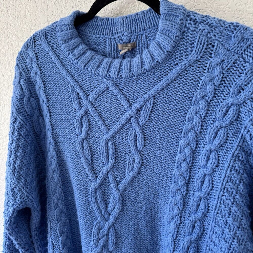 Aerie Crew Neck Blue Long Sleeve Sweater Women's Large Nautical Preppy Cozycore